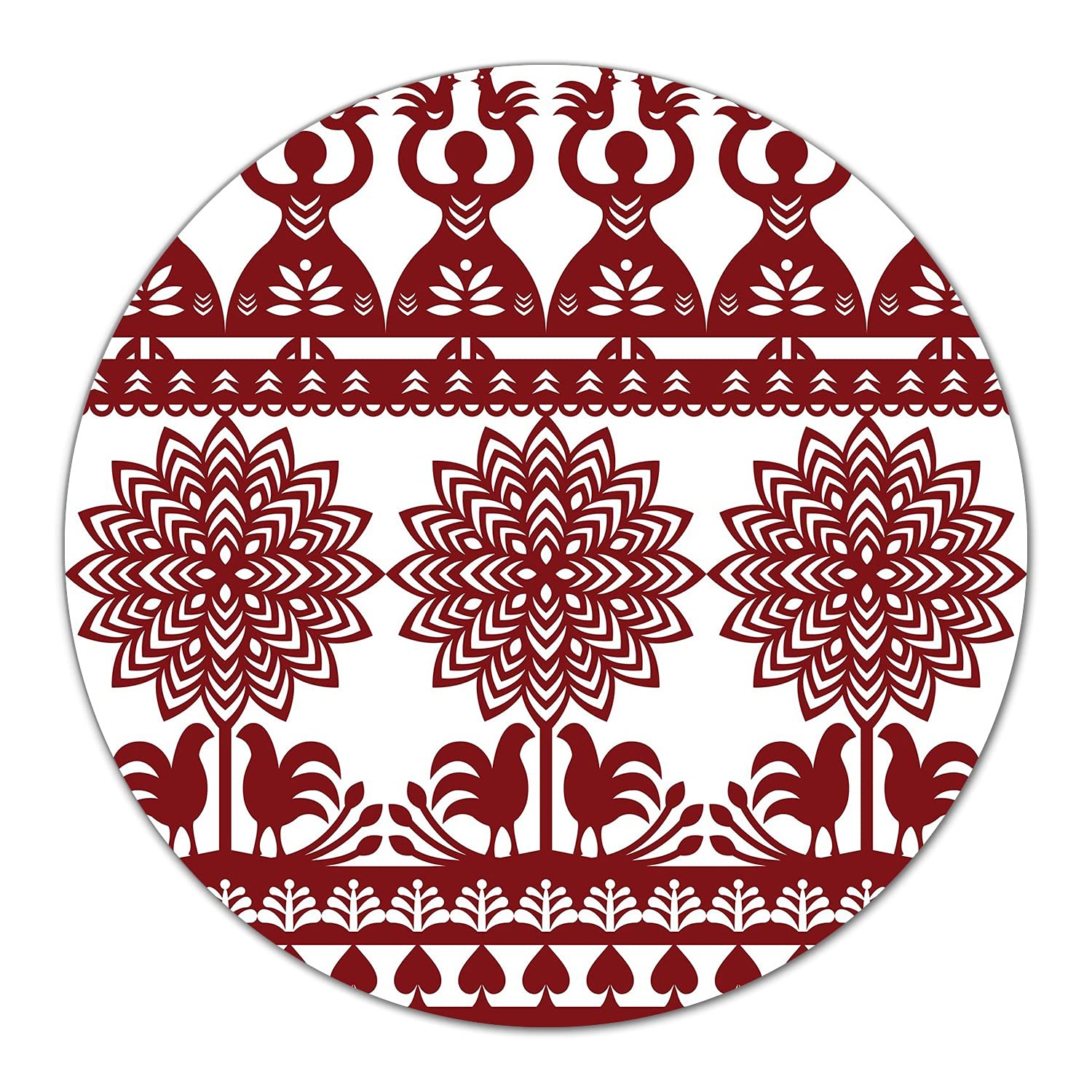 Plaque induction protégée au quotidien avec ce tapis de découpe rond en verre rouge et blanc