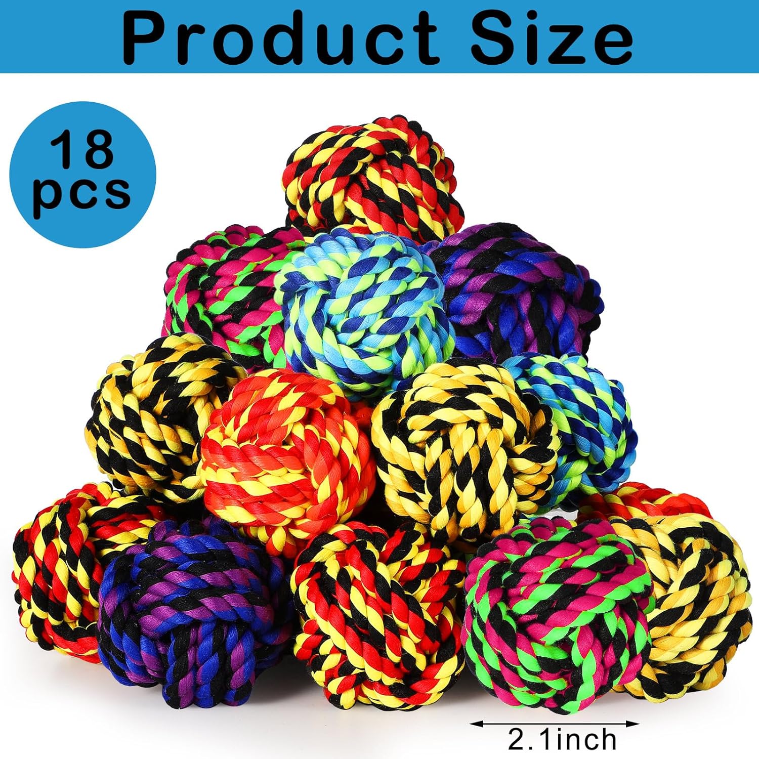 18 Pcs Dog Rope Ball Dog Rope Toy for Aggressive Chewer Toy for Small Medium Puppy Ball for Puppies Pack for Teething Chew Biting Training 2.17 Inches