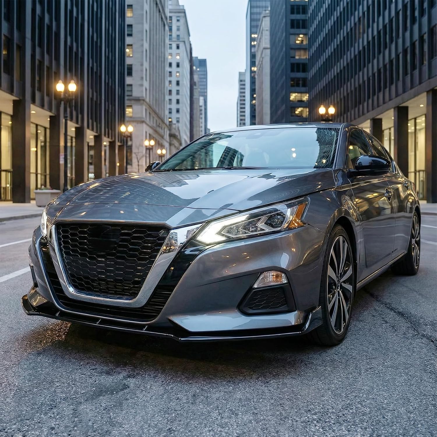 Gloss Black Front Bumper Lip Compatible with Nissan Altima 2019-2022, Front Splitter Protector Body Kit