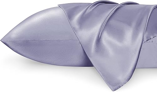 Bedsure Juego de 2 fundas de almohada de satén tamaño King, fundas de almohada sedosas azul islandés para cabello y piel de 20 x 36 pulgadas, fundas