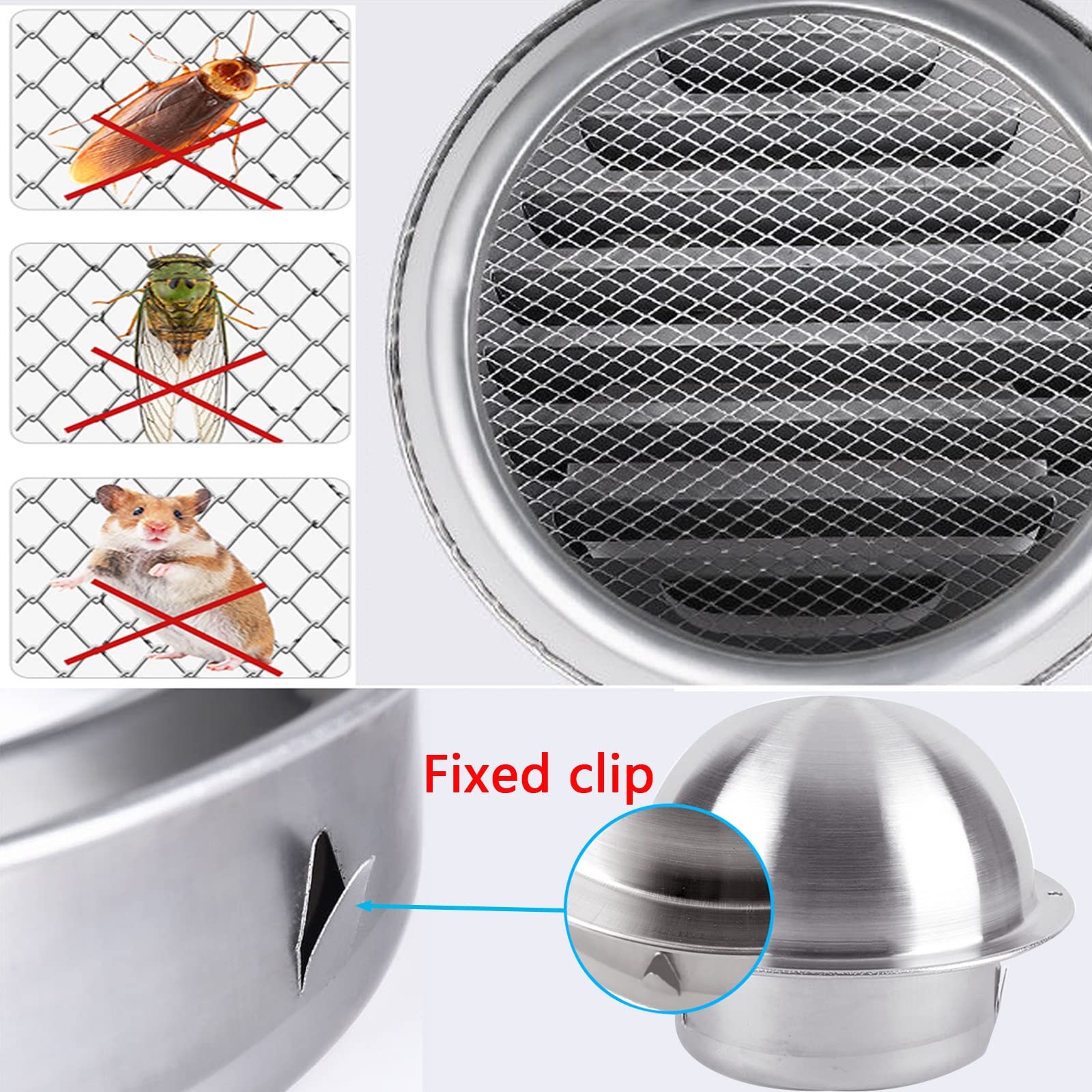 Conduit Aérateur D'Air Grille De Ventilation En Acier Inoxydable, Grille D'Aération Murale Rond Grille De Ventilation, Imperméable À La Pluie/à L'eau Ventilation Rapide, Pour Bureau ( Size : 180mm/7.1