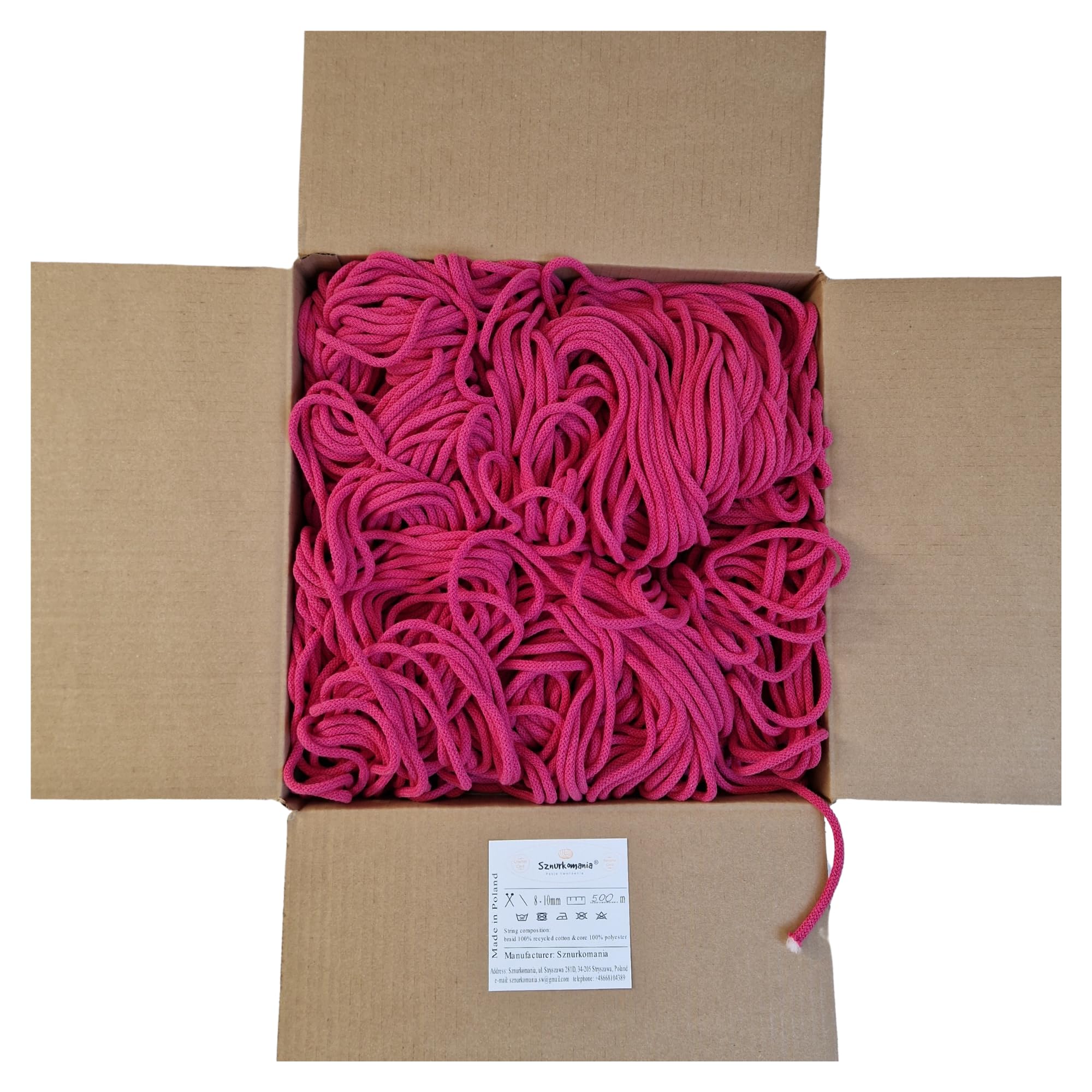 Cordón de algodón en una pieza de 5 mm, 500 m, 46 colores, cordón de macramé, hilo de algodón, cordón de algodón trenzado de 5 mm con núcleo, cordón de ganchillo, cuerda de macramé (fucsia)