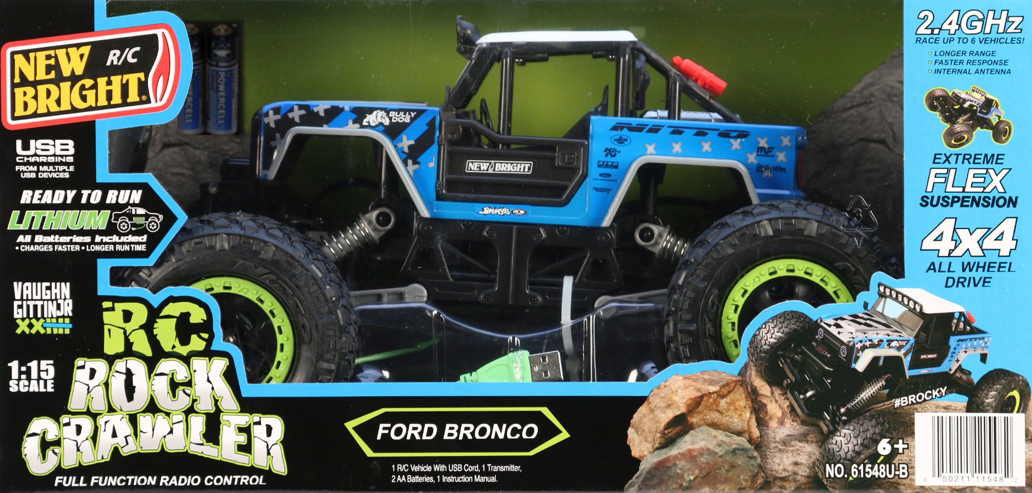 New Bright 61548U-B RC Vaughn Gittin Jr. Ford Bronco Rock Crawler