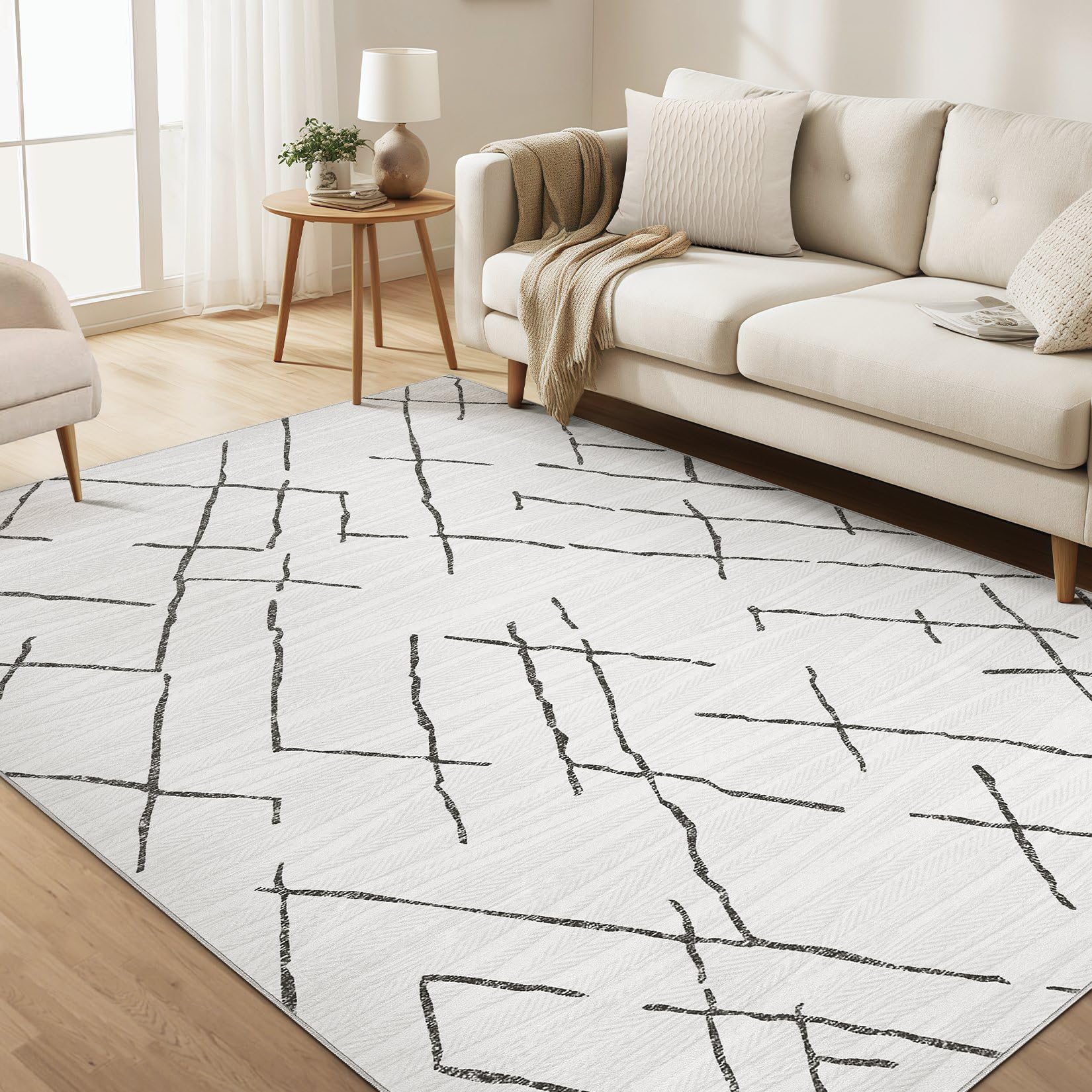 Photo 1 of kakania Washable 5x7 Area Rug for Living Room: Boho Geometry Home Decor
