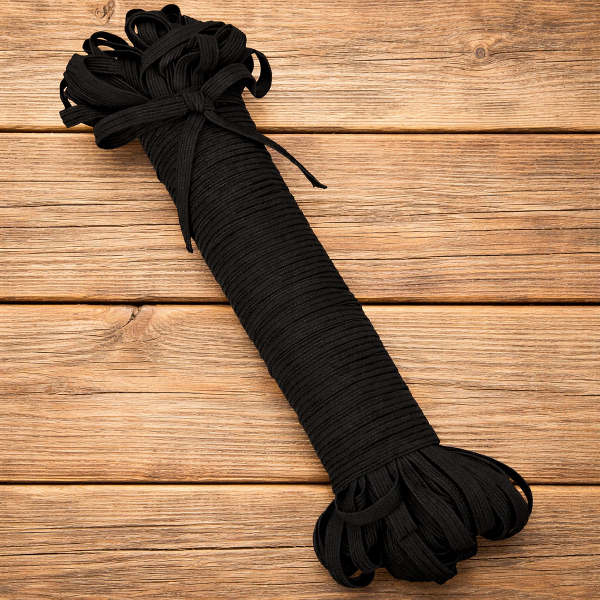 Trimming Shop 5mm Black Flat Elastic Band 50 Metres Fabric Trim Dressmaking — image 1