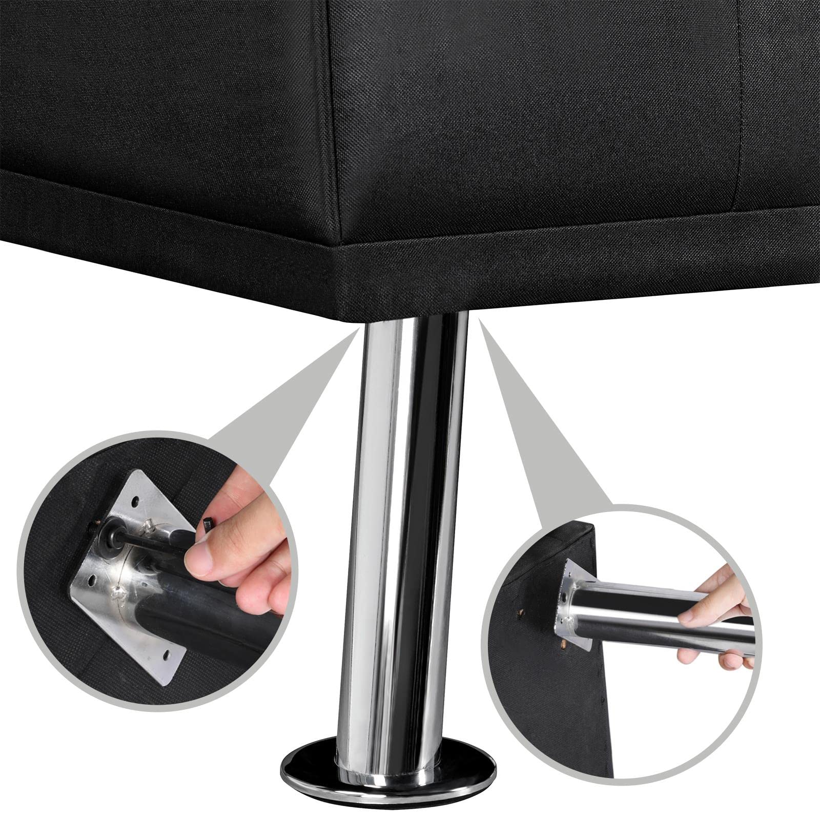 Yaheetech Canapé Droit Convertible en Tissu Canapé-Lit 2 Places Moderne Divans Relax avec Dossier Inclinable pour Couchage Quotidien Salon Bureau Chambre à Coucher Noir