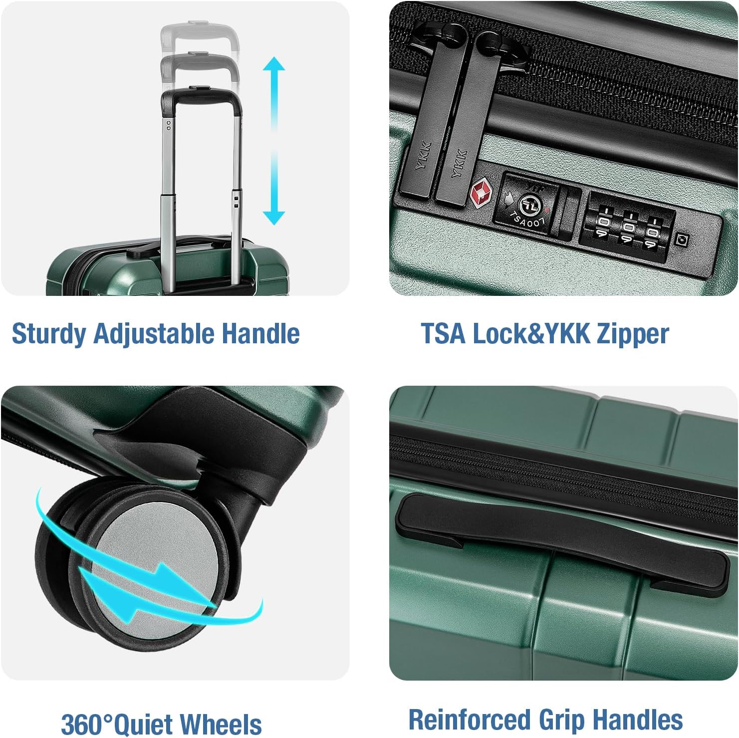 KYME Carry On Luggage 22x14x9 Airline Approved,Hardshell Carry On Suitcase with Tsa Lock,Small Suitcases with Wheels,Travel Luggage for Men Women,Expandable Carry-On 20 Inch,Green - Image 4