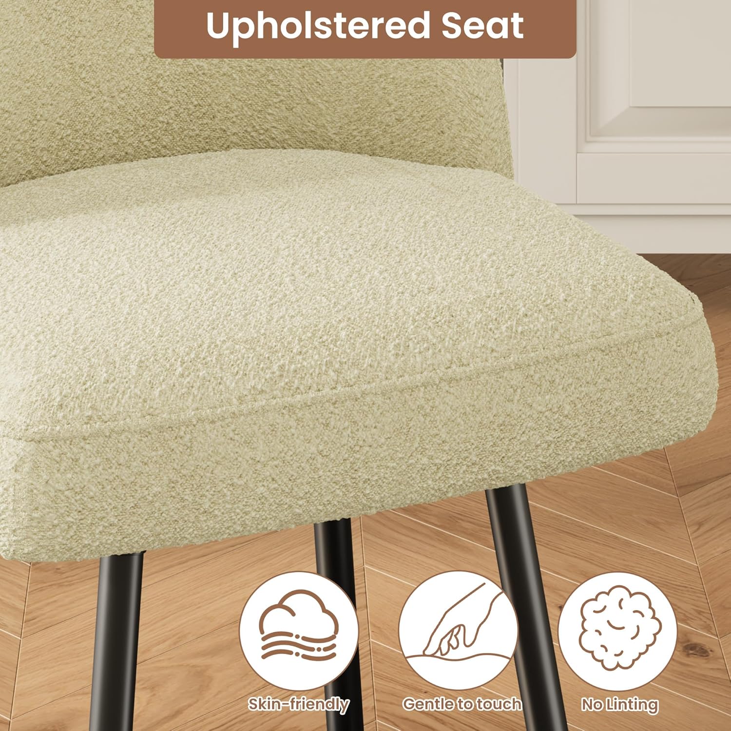 IDEALHOUSE Counter Height Bar Stools Set of 2, 26" Modern Upholstered Barstools with Backs and Metal Legs, Faux Sherpa High Chairs with Arc Metal Footrest for Kitchen Island, Beige