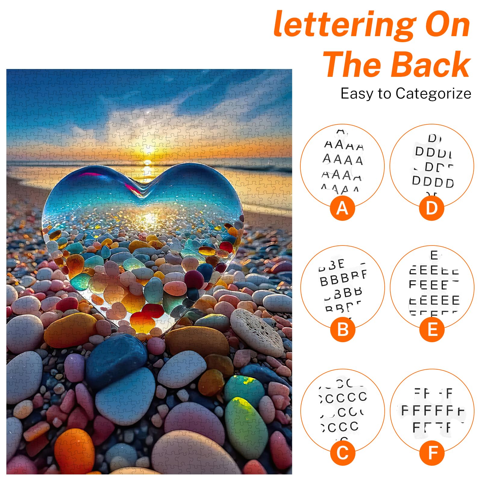 Jigsaw Puzzles for Adults 1000 Pieces, Love Pebbles Beach Puzzle, Impossible Difficult Hard Fun 1000 Piece Jigsaw Puzzles for Adults