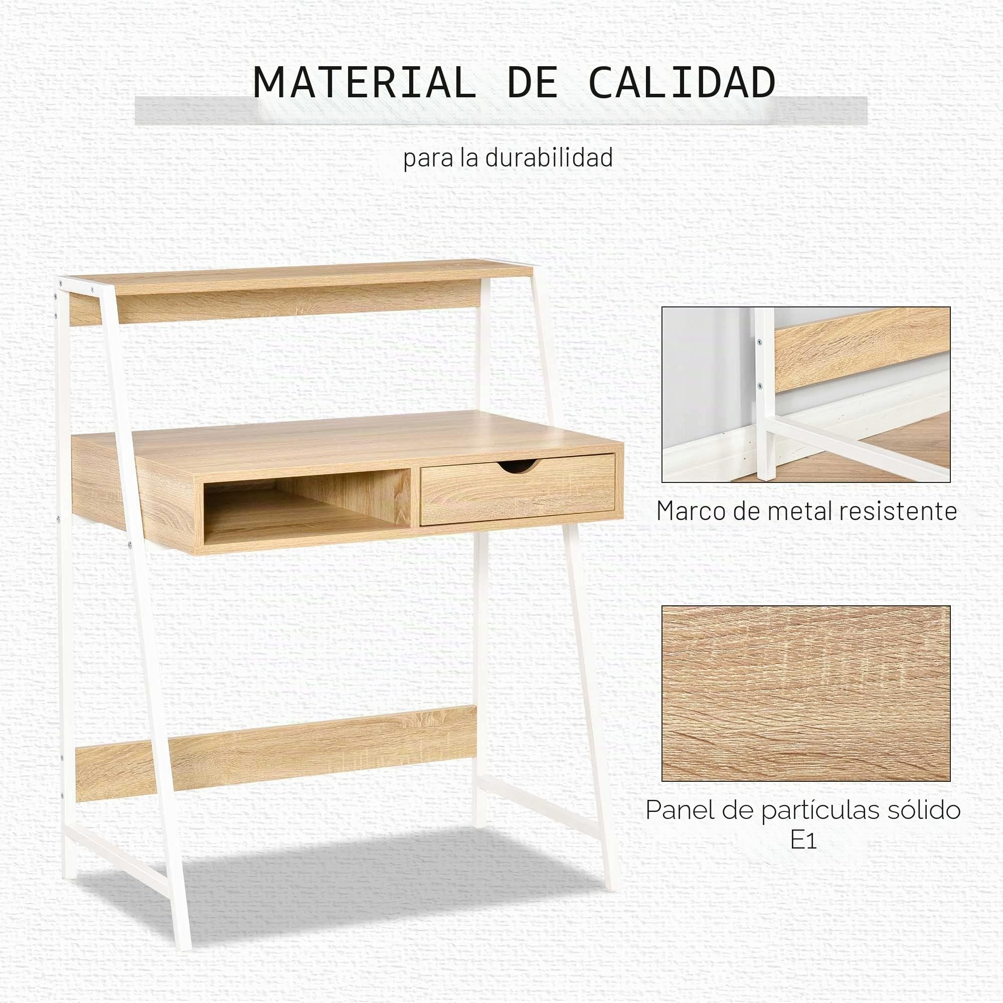 HOMCOM Escritorio de Computadora Neo-Retro Roble Claro
