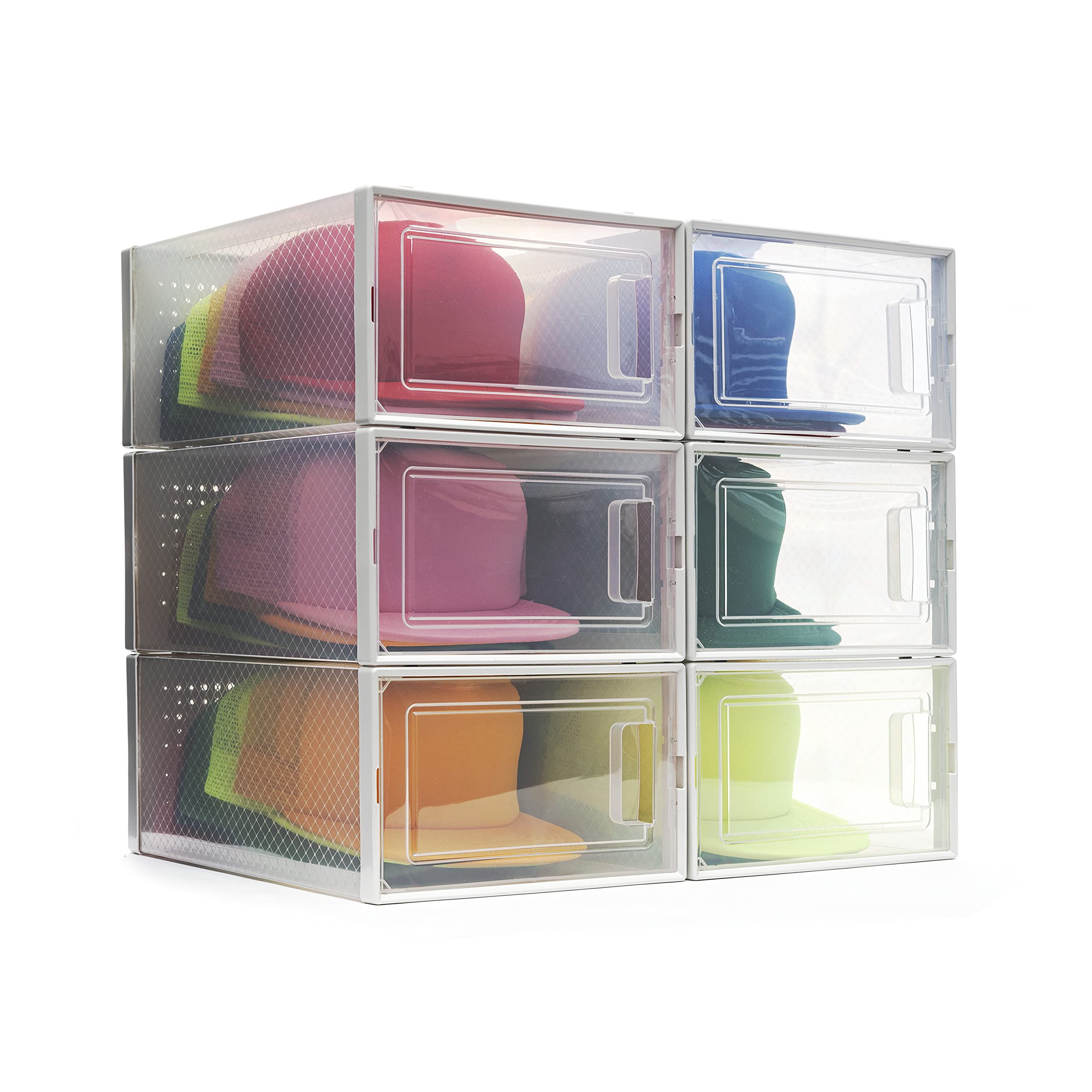 Boxy Concepts Hat Organizer for Baseball Caps (Pack of 6) Transparent