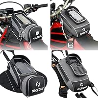 Vista 1 de NICECNC 1 bolsa magnética para motocicleta y 1 bolsa de tanque de correas de motocicleta universal para motocicletas Adventure Dual Sport Gris