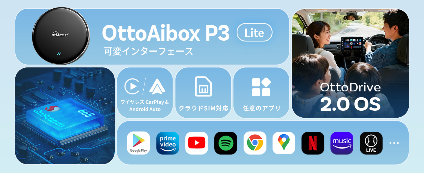 Amazon.co.jp: 【公式】Ottocast オットキャスト OttoAibox P3 Lite