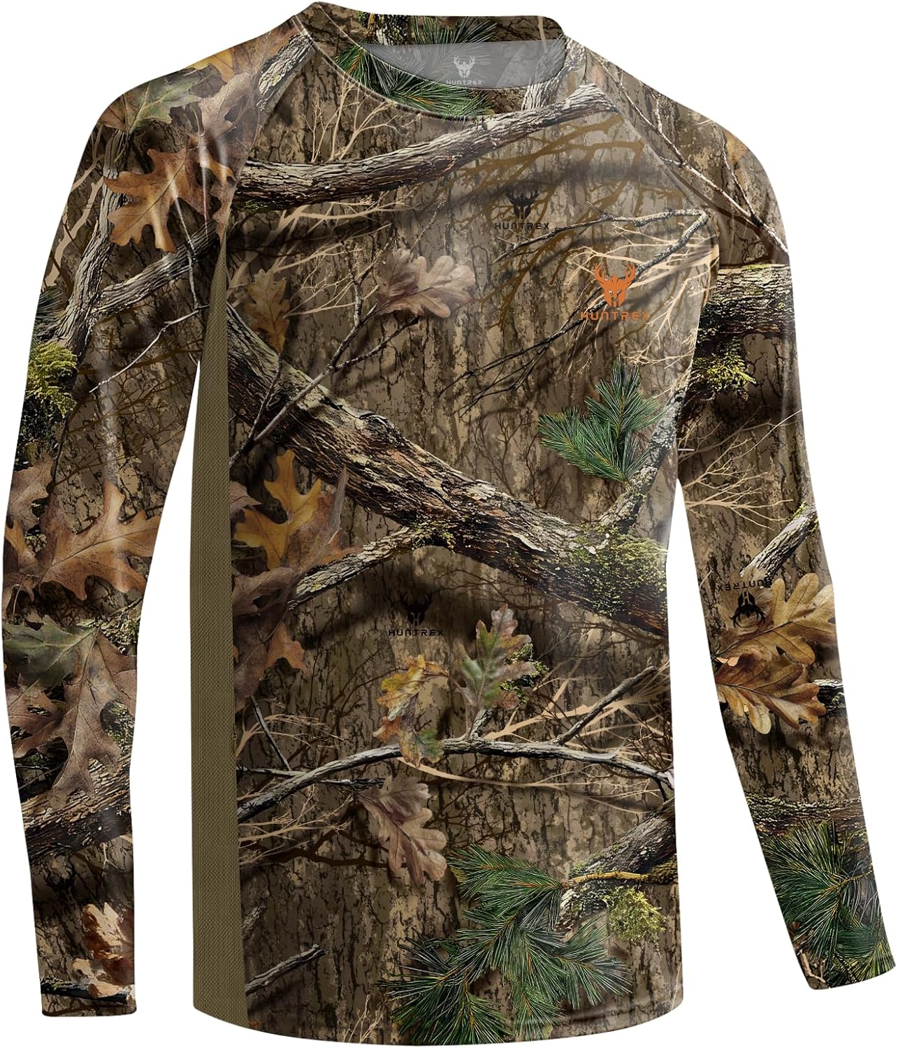 Huntrex Men's Camo Hunting Shirt with Zipper Pocket – UPF 50+ Fishing Shirts Sun Protection Long Sleeve Quick-Drying