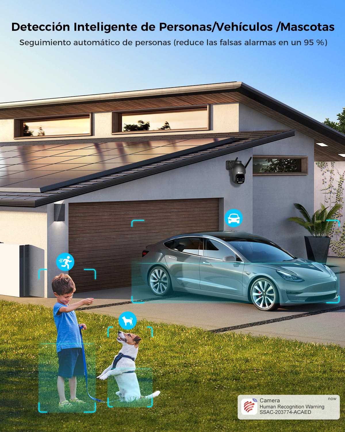 Ctronics Cámara de Vigilancia Exterior 4K para Exteriores WiFi, Cámara PTZ | Visión Nocturna a Color de 8MP, WiFi 2.4/5 GHz, Detección de Personas/Vehículos/Animales, NVR, Audio Bidireccional, IP66