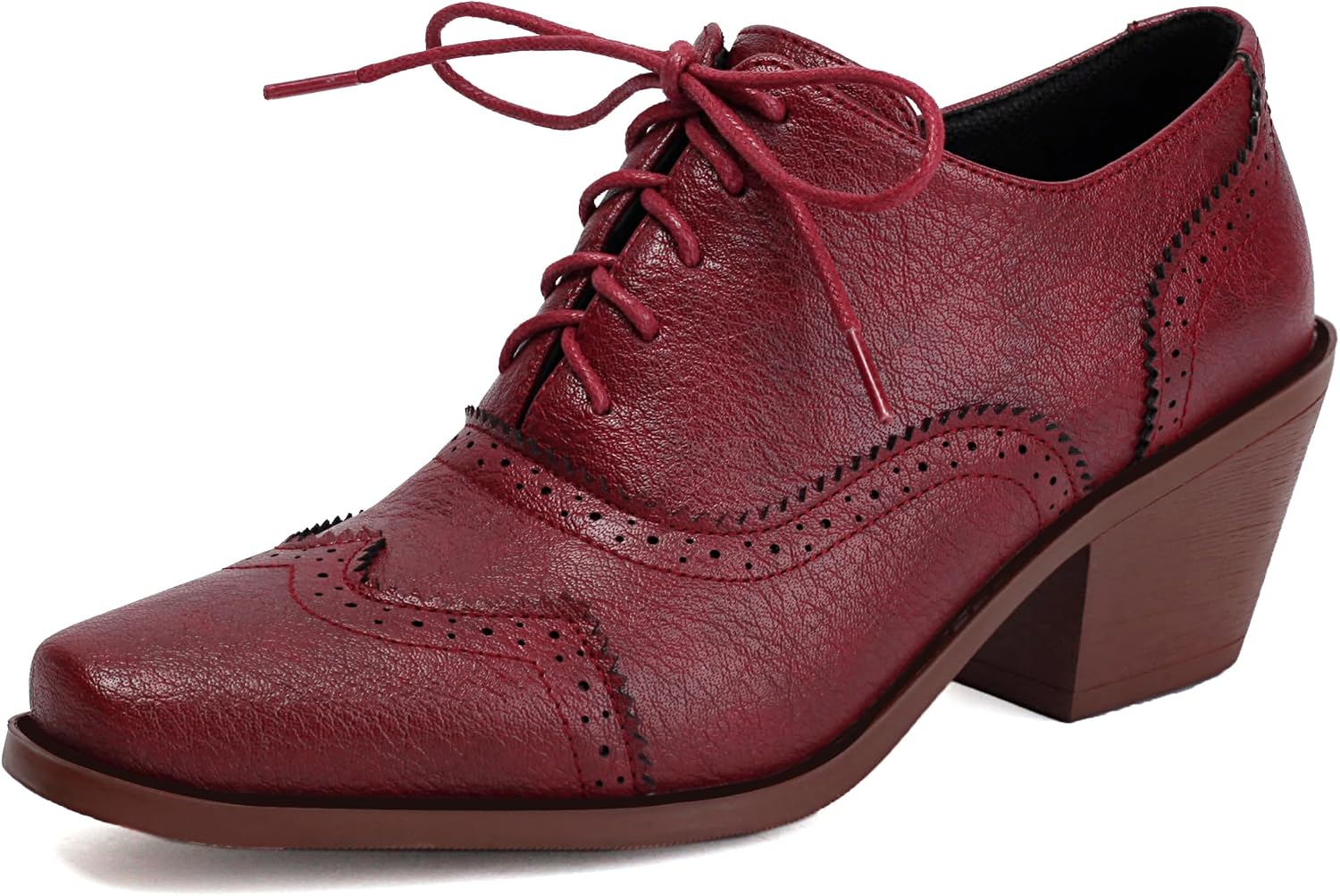 Lace Up Oxford Brogue Women Block Heel Derbies