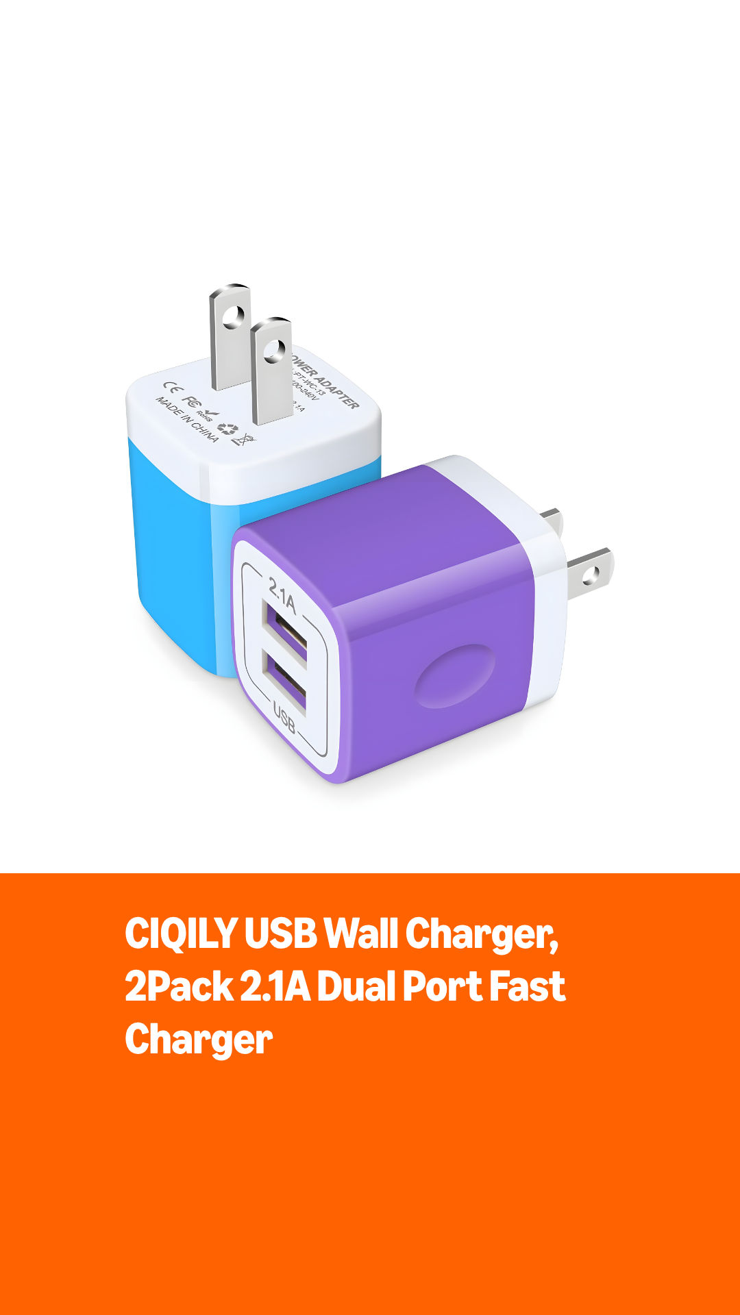 Amazon.com: USB Wall Charger,Charger Brick,2Pack 2.1A Dual Port