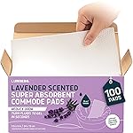 Lunderg Lavender Scented Super Absorbent Commode Pads - Medical Grade Value Pack 100 Count - for Disposable Bedside Commode Liners, Adult Chairs, Portable Buckets & Camping Toilet Bags - Light Scent