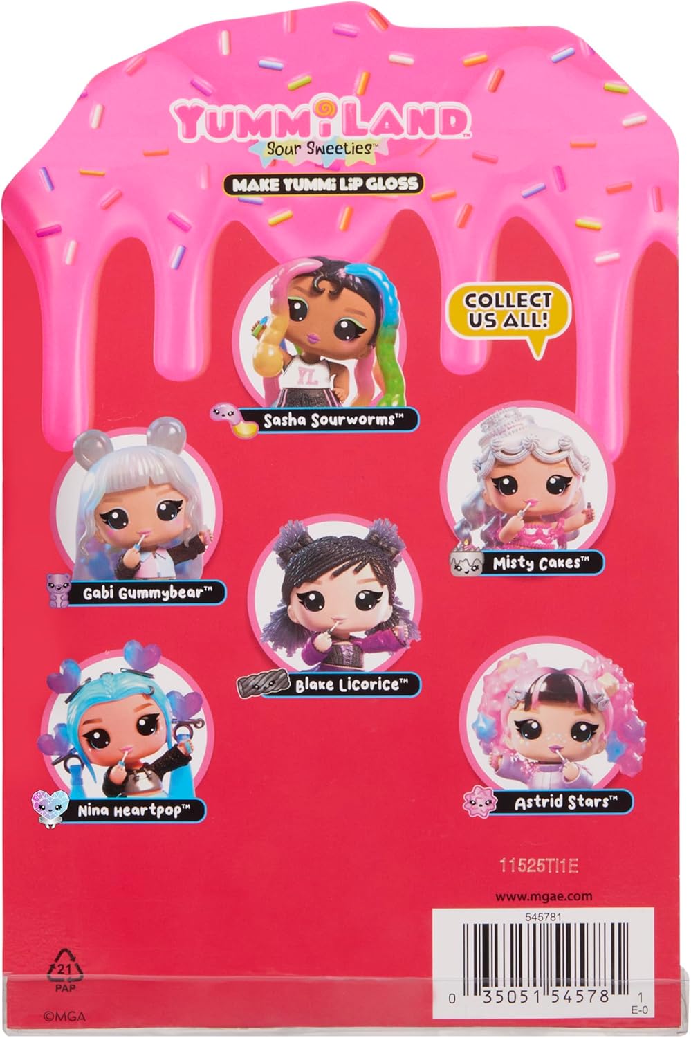 Yummiland Lip Gloss Doll: Sour Sweeties - Sasha Sourworms Includes DIY Lip Gloss + Removable Keychain, Cosmetic Play, Collectible, Ages 4+