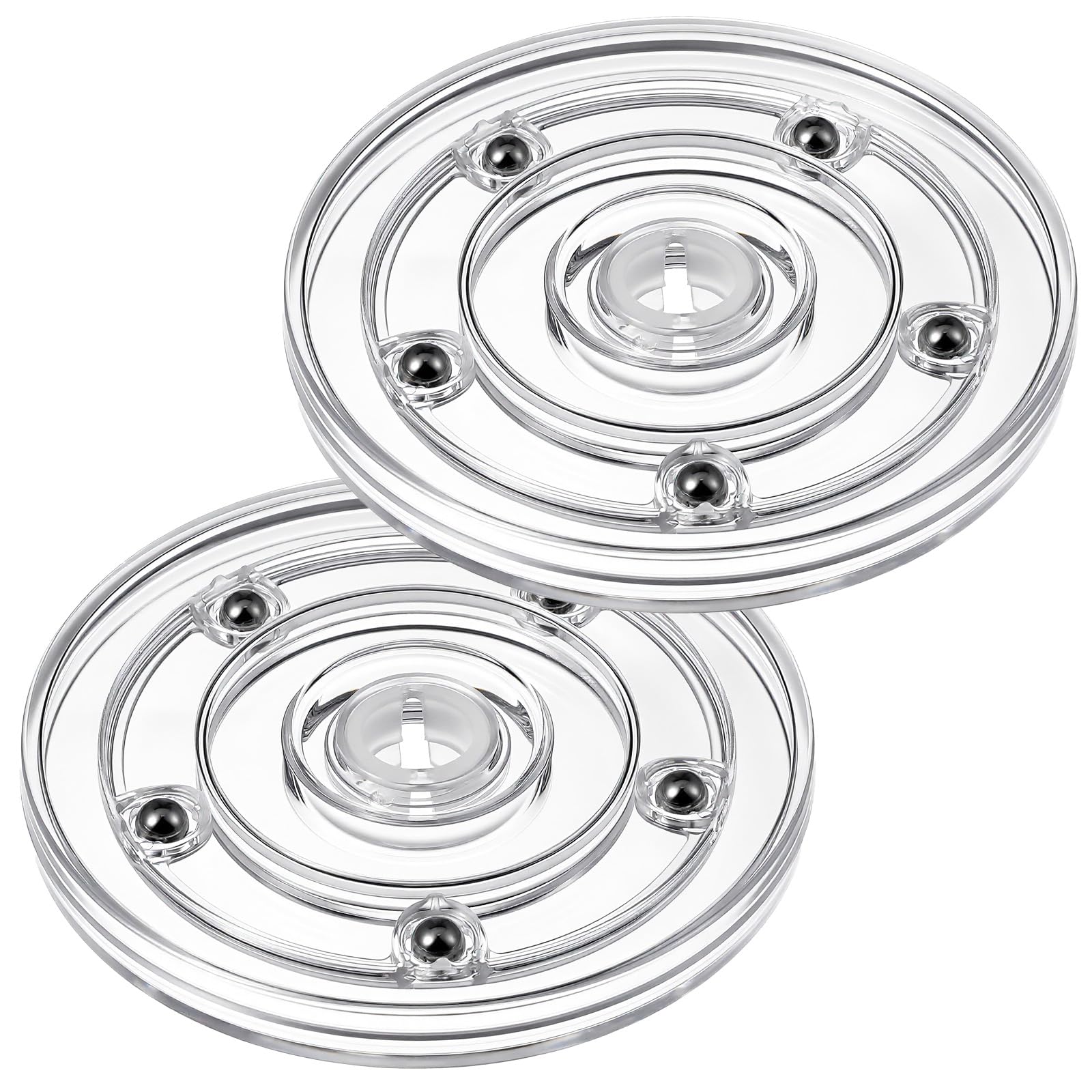 2PCS 10cm Clear Acrylic Lazy Susan Turntable Cookie Decorating Rotating Cookie Spinner Organizer Bearings, Round Swivel Plate Turn Tables for Spice Rack, Table, Cake, Kitchen Pantry