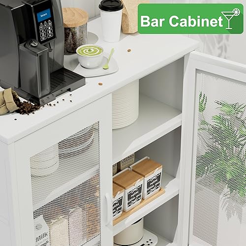 Miniatura 10 de COFaR Gabinete de metal azul, armario de almacenamiento de armario de metal con puertas y estantes de malla, gabinete de oficina multiusos de 3