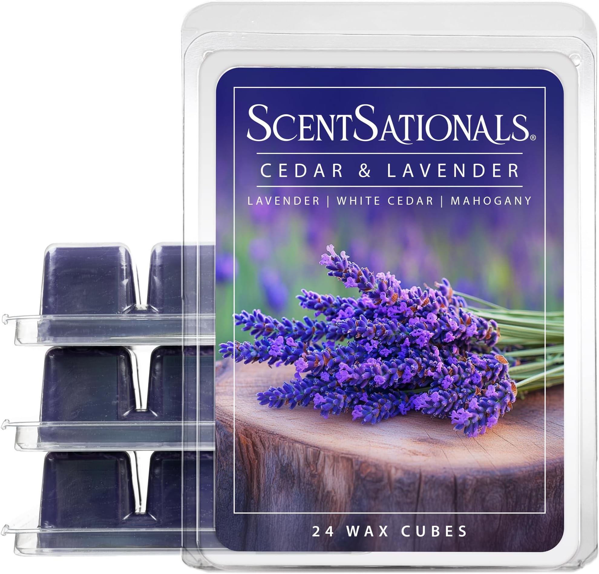 ScentSationals Cedar & Lavender Scented Wax Melts - Lavender, White Cedar, & Mahogany, 10oz (24 Cubes)