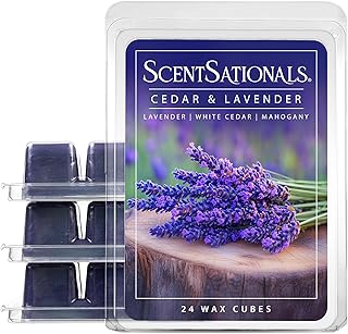 Scentsationals Wax Melts, Wax Cubes Strong Scent - Cedar and Lavender - Long Lasting Scented for Warmer, 10oz (24-Cubes)