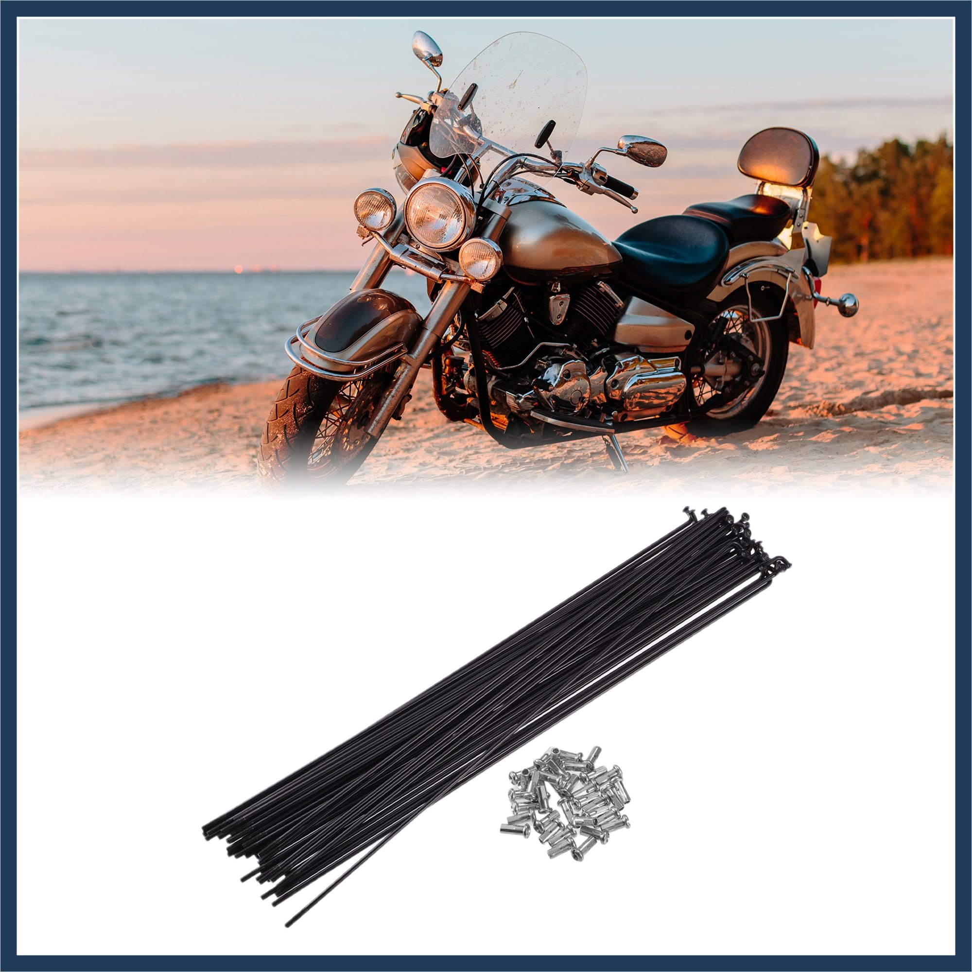VekAuto 40 Pcs Bicycle Steel Spokes 13G Bike Spoke 260mm Length with Nipples Auto Accessories - Image 2