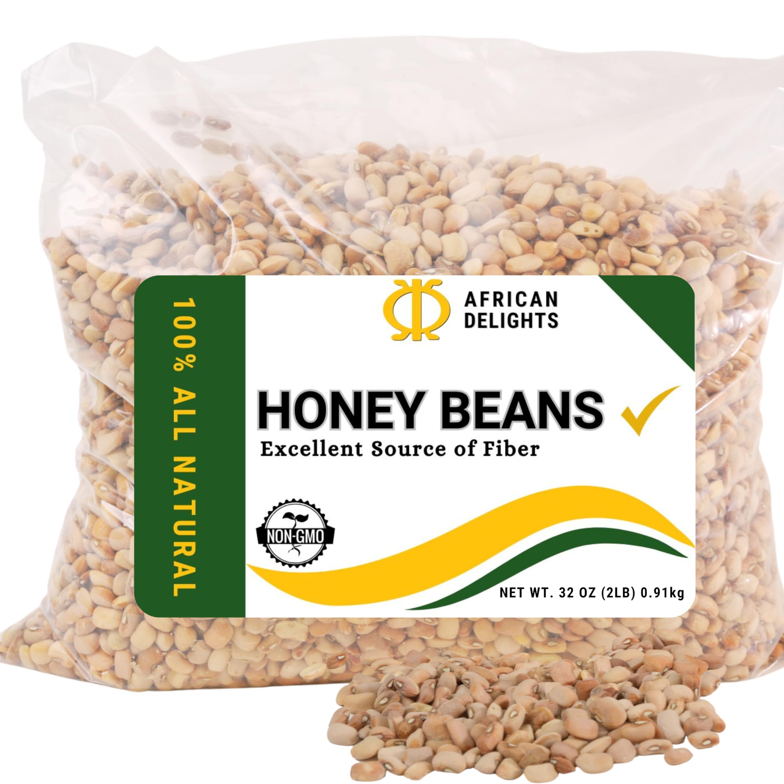 African Delights - Honey Oloyin - Sweet Beans for Cooking, Traditional Nigerian Recipes, Authentic African Fiber, 2lbs - African Beans (2 lb - Honey
