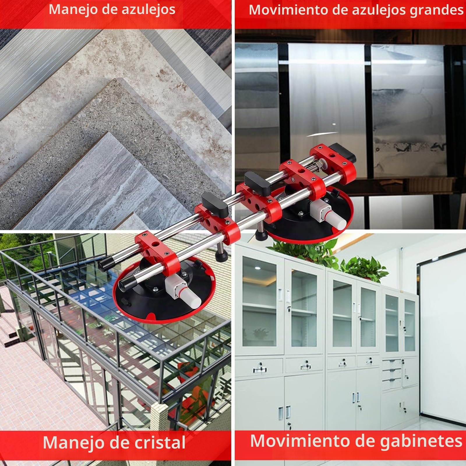 2PCS Ventosa, 6" Setter Uniones Piedra sin Juntas con Ventosa Vacío Doble para Nivelar Uniones Uniones Herramienta Instalación Ajustador Separación Azulejos para Losas Cuarzo Granito Piedra Mármol