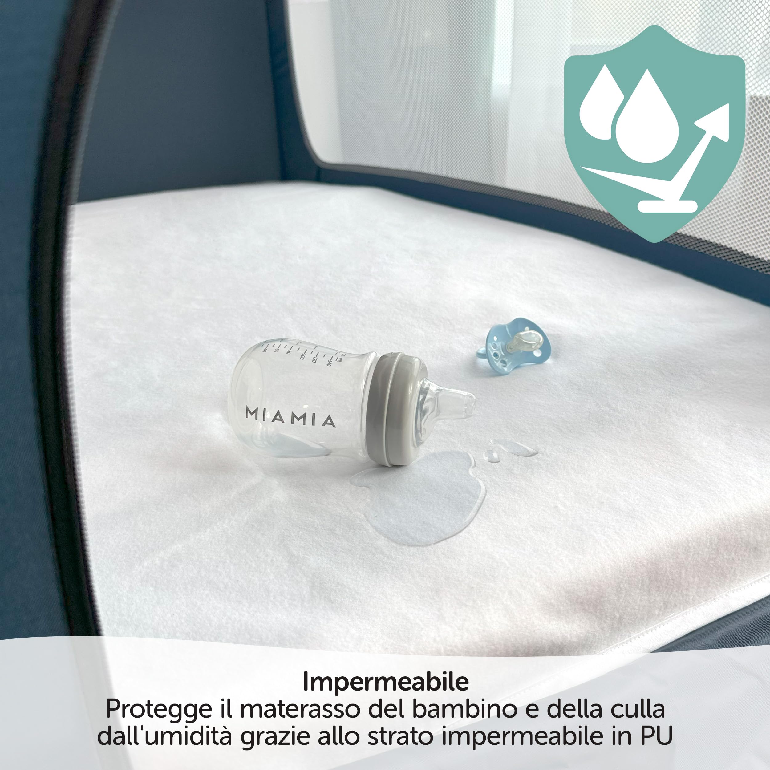 Coprimaterasso Impermeabile 40x90cm - Salvapipi Per Lettino, Cotone OEKO-TEX, Lavabile A 95°C - Foto 3