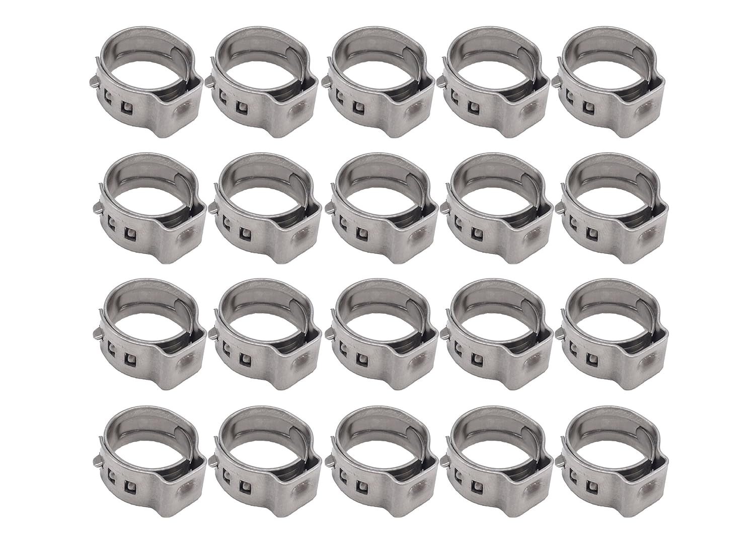 LIPOVOLT 20 PCS PEX Stainless Steel Ear Clamp Cinch Ring Crimp Pinch Fitting Tubing