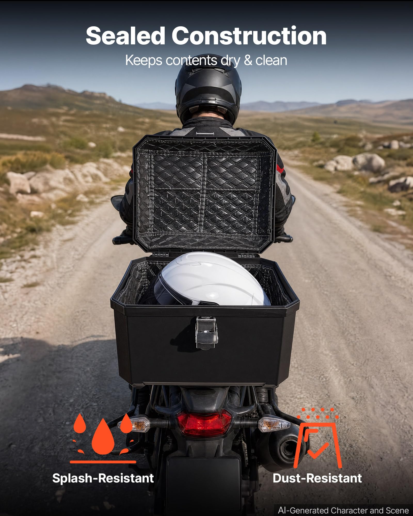 VEVOR Bauletto Posteriore per Moto Capacità 45L Universale Bauletto in ABS