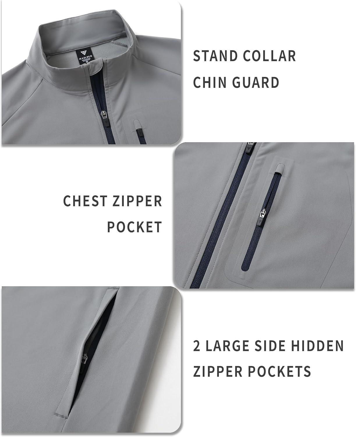 M MAELREG Mens Vests Outerwear Windproof Lightweight Softshell Vests Zip Pockets Sports Sleeveless Jacket Golf Vests for Men - Image 4