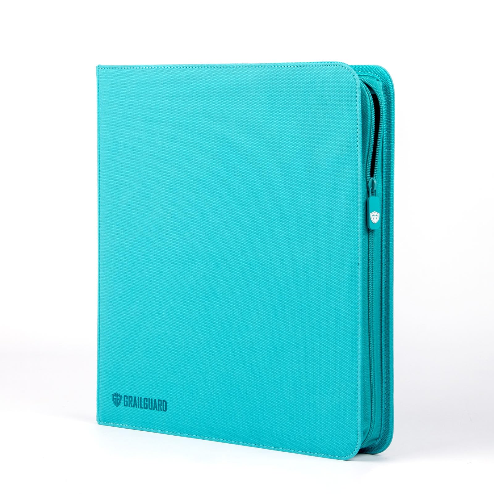 Grail Guard 12 Pocket Premium ZIP Trading Card Binder – High Capacity 480 - Card Album, Acid-Free PU Faux Leather, Zip Closure (Turquoise)