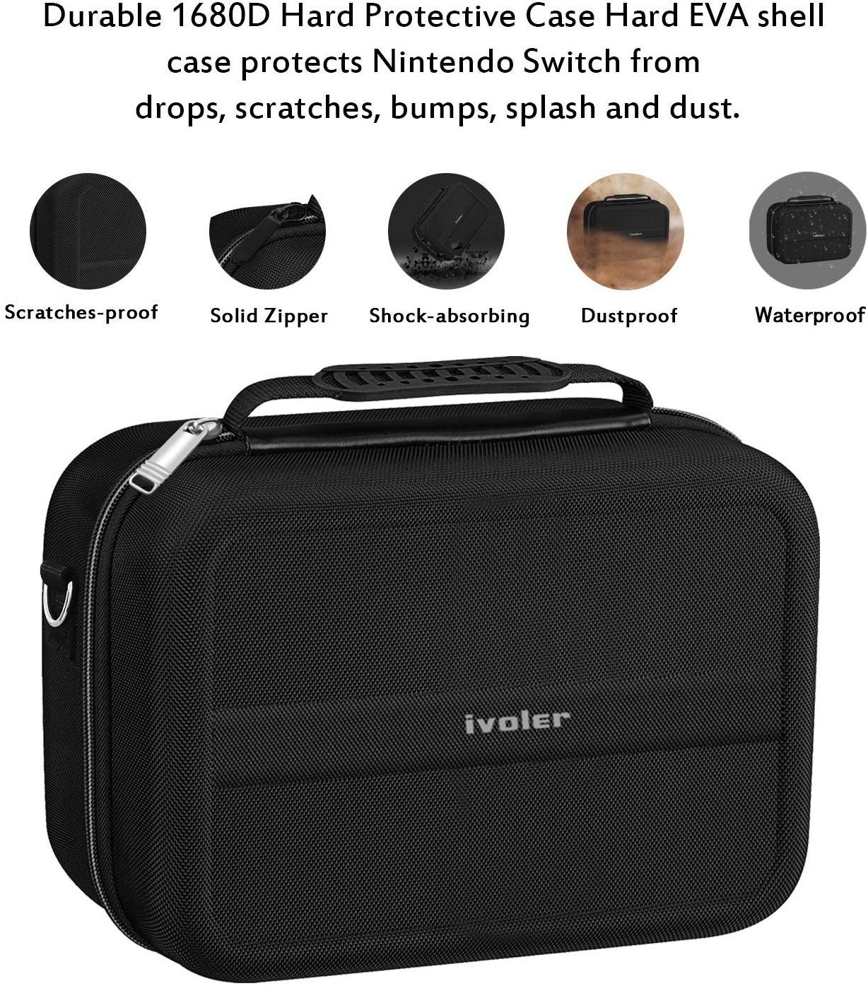 ivoler Tasche Kompatibel mit Nintendo Switch, Deluxe Harte Tragetasche Schutz Portable Switch Schutzhülle Hülle Schutztasche für Switch Konsolle, und Andere Zubehör
