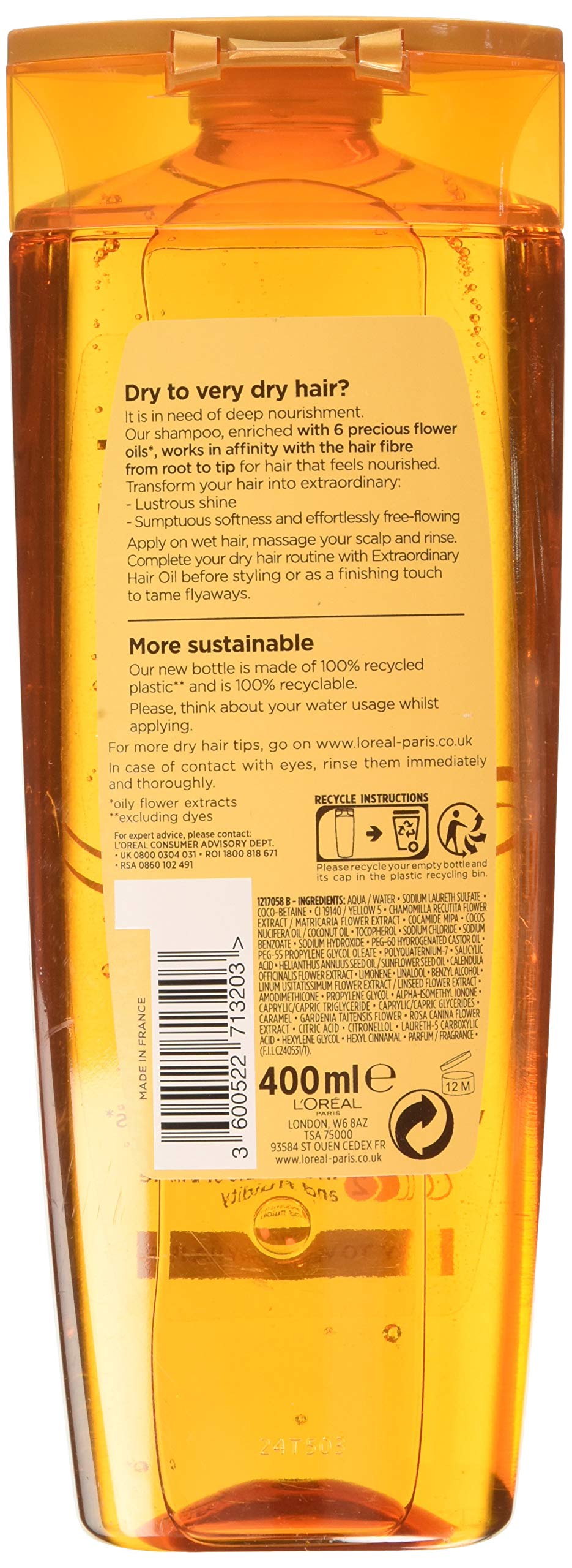 L'Oréal Elvive Extraordinary szampon do włosów suchych 400 ml opakowanie 6 sztuk (opakowanie może się różnić)