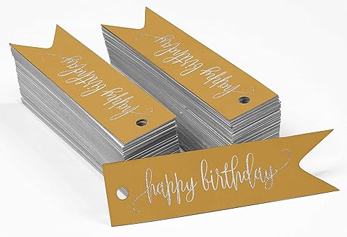 Miniatura 183 de Etiquetas de papel para colgar con texto en inglés «Happy Birthday», 100 unidades Azul,Aqua Blue,Negro -,azul, cerceta (Dark Teal Blue),Rosa