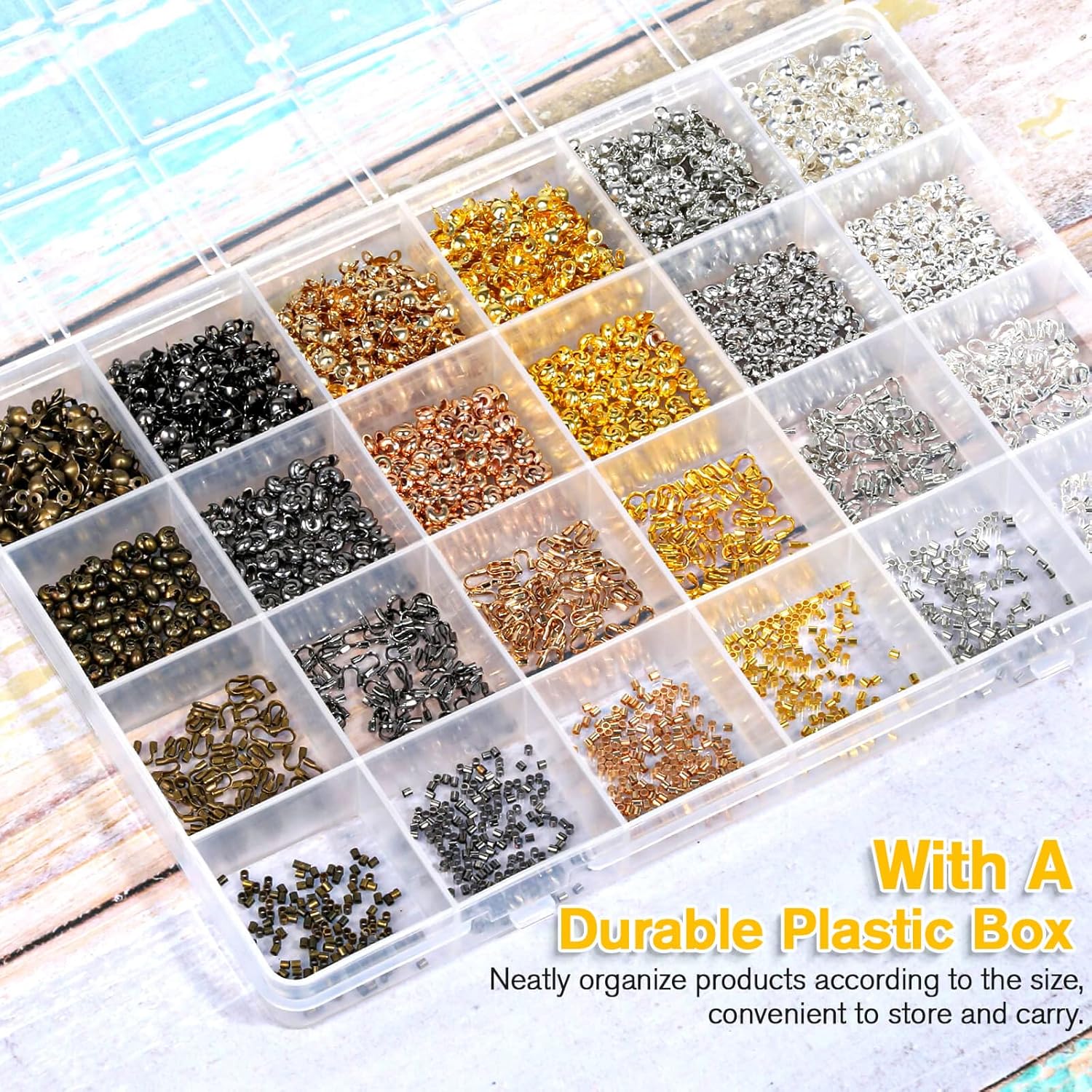 2220 Pieces Crimp Beads for Jewelry Making, Acejoz Knot Covers, Crimp Tubes and Wire Guardians with Crimping Pliers for DIY Jewelry Bracelets Necklaces Making - Image 6