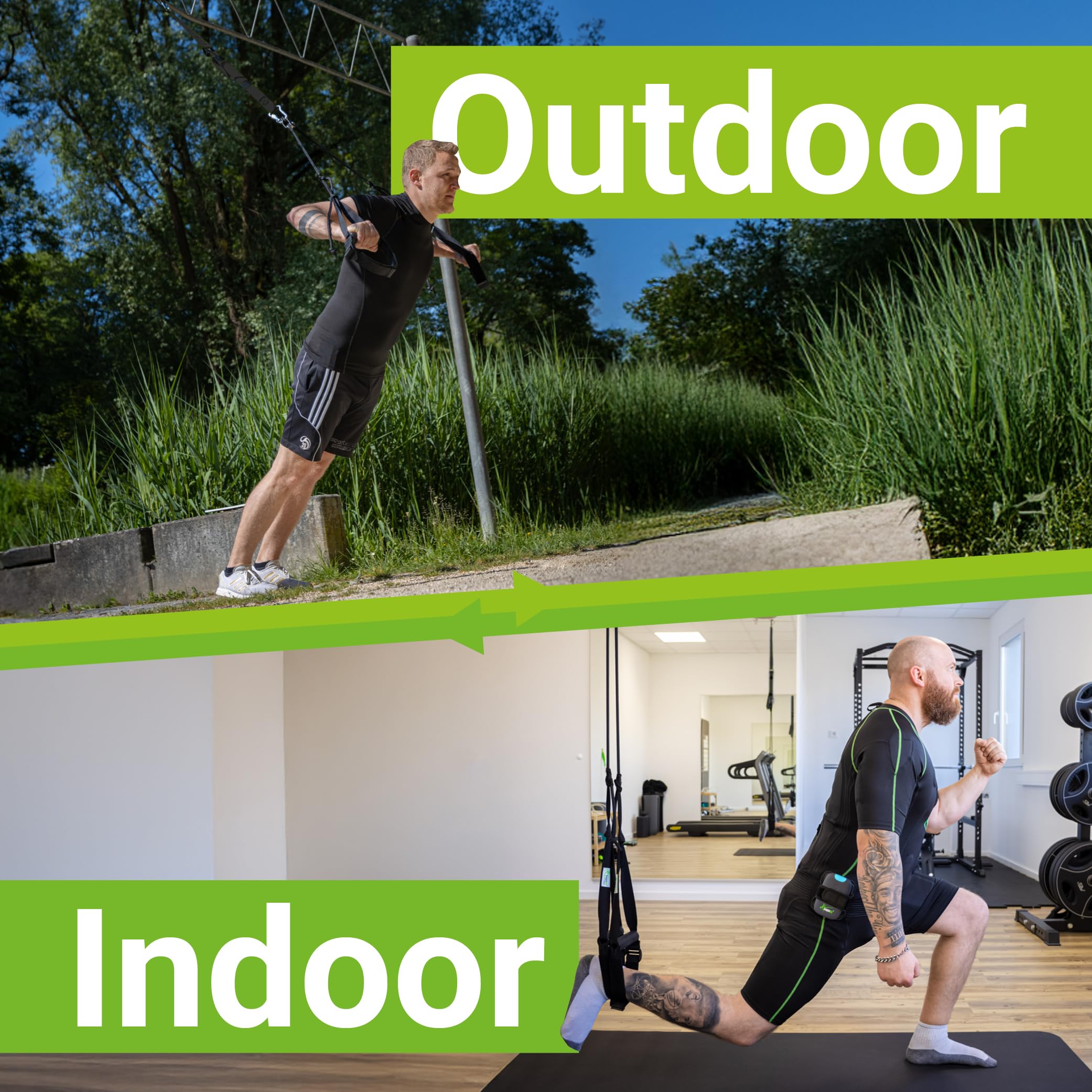 eaglefit - Premium Sling Trainer „Allround“ - Schlingentrainer für Zuhause & Outdoor inkl. Türanker, Umlenkrolle, Deckenhalterung & Zubehör für Krafttraining & Muskelaufbau - Verstellbar 90-310 cm