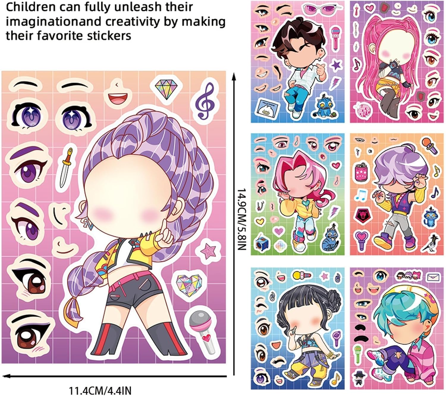 32Pcs Demon Hunters Stickers, Korean Idol DIY Dress-Up Stickers, Waterproof Vinyl Stickers for Laptop Phone Skateboard Water Bottle, Cute Korean Fashion Gift for Kpop Fans