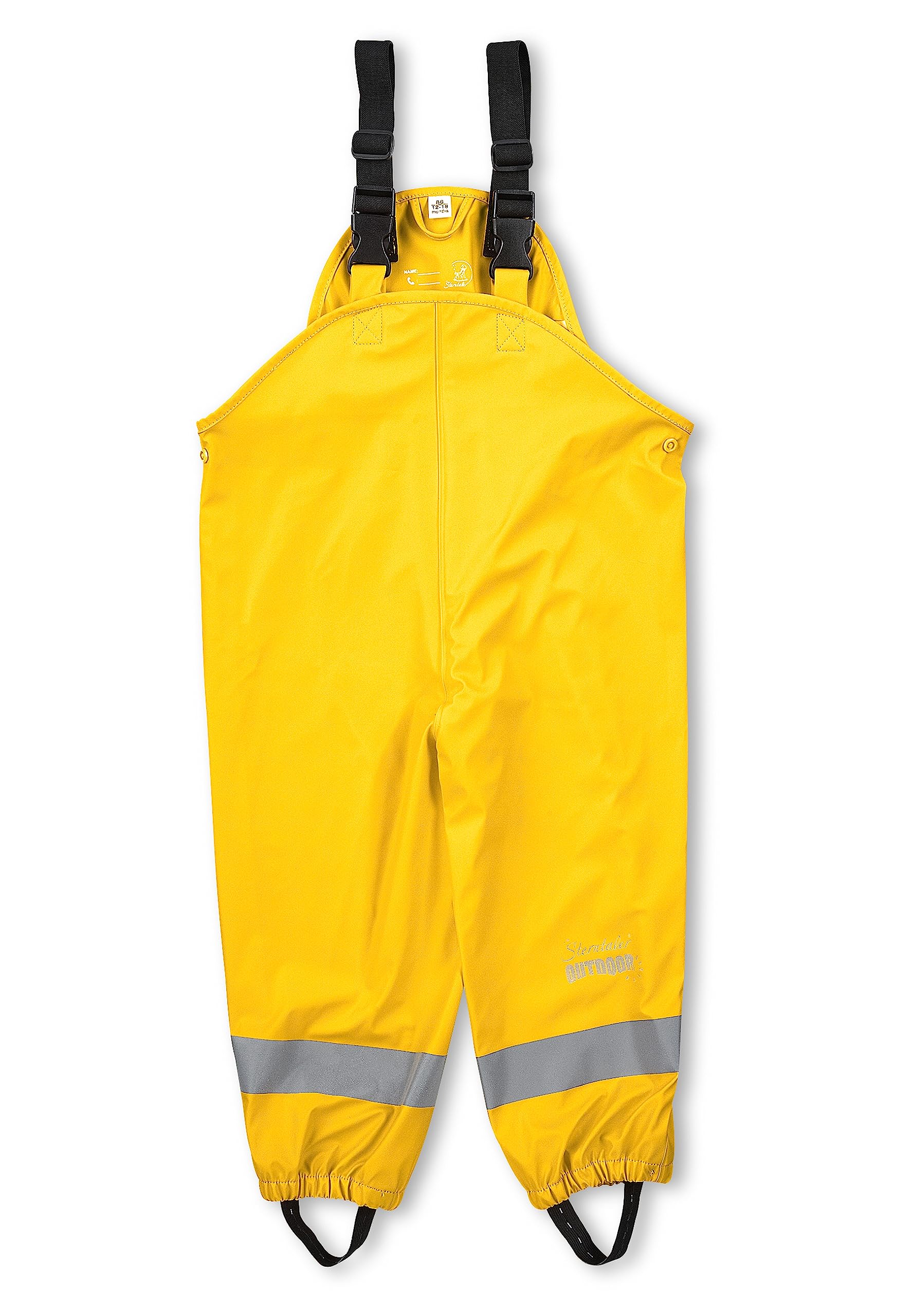 Sterntaler Regenhose ungefüttert uni - Kinder Regenhose wasserdicht - Unisex Matsch- und Buddelhose mit verschweißten Nähten und elastischen Hosenträgern - Regenbekleidung - mattgelb, Größe 104