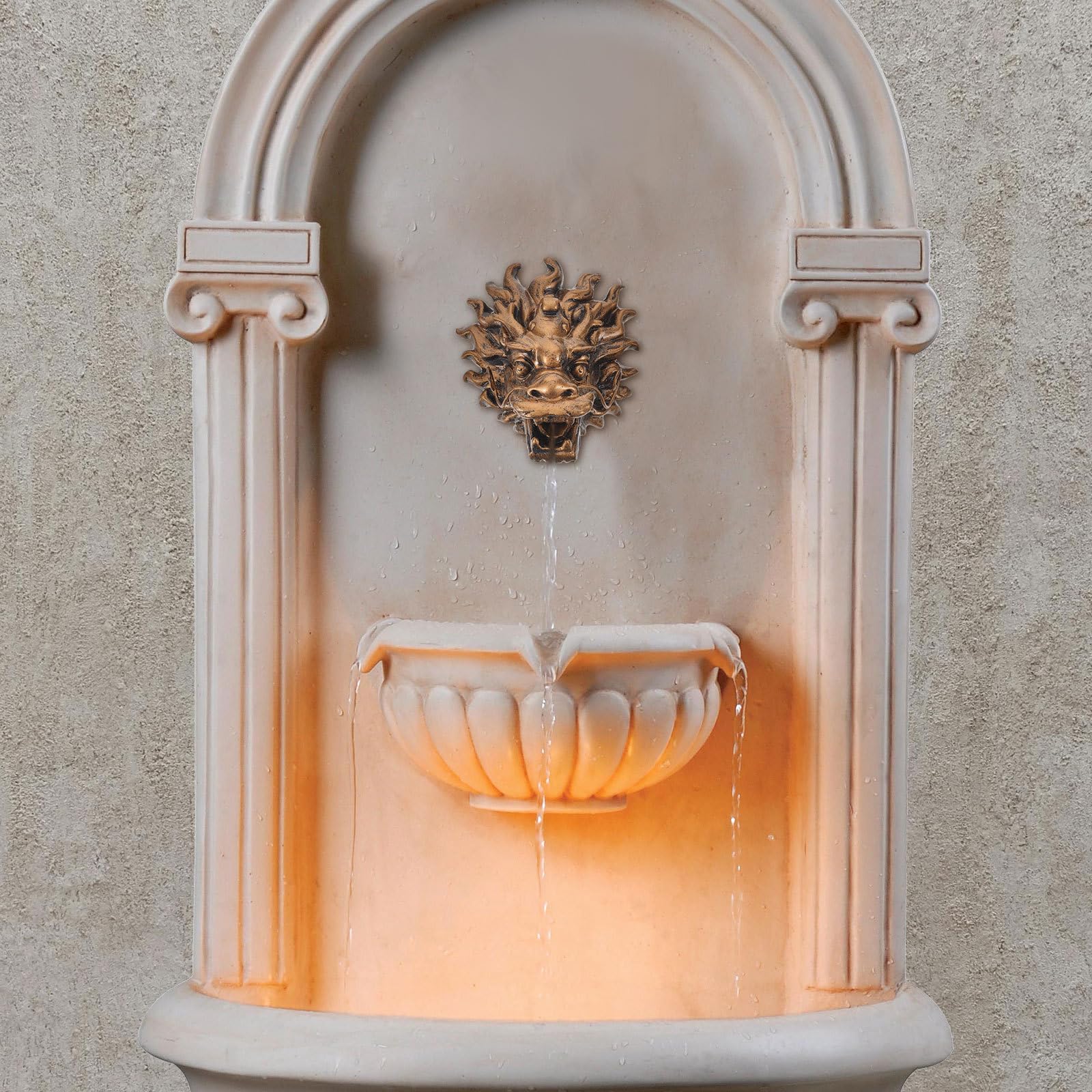 LALAFINA Rubinetto Fontana da Giardino Testa di Drago in Resina Design Elegante e Installazione Facile per Parete Villa e Giardino Decorazione Esterno