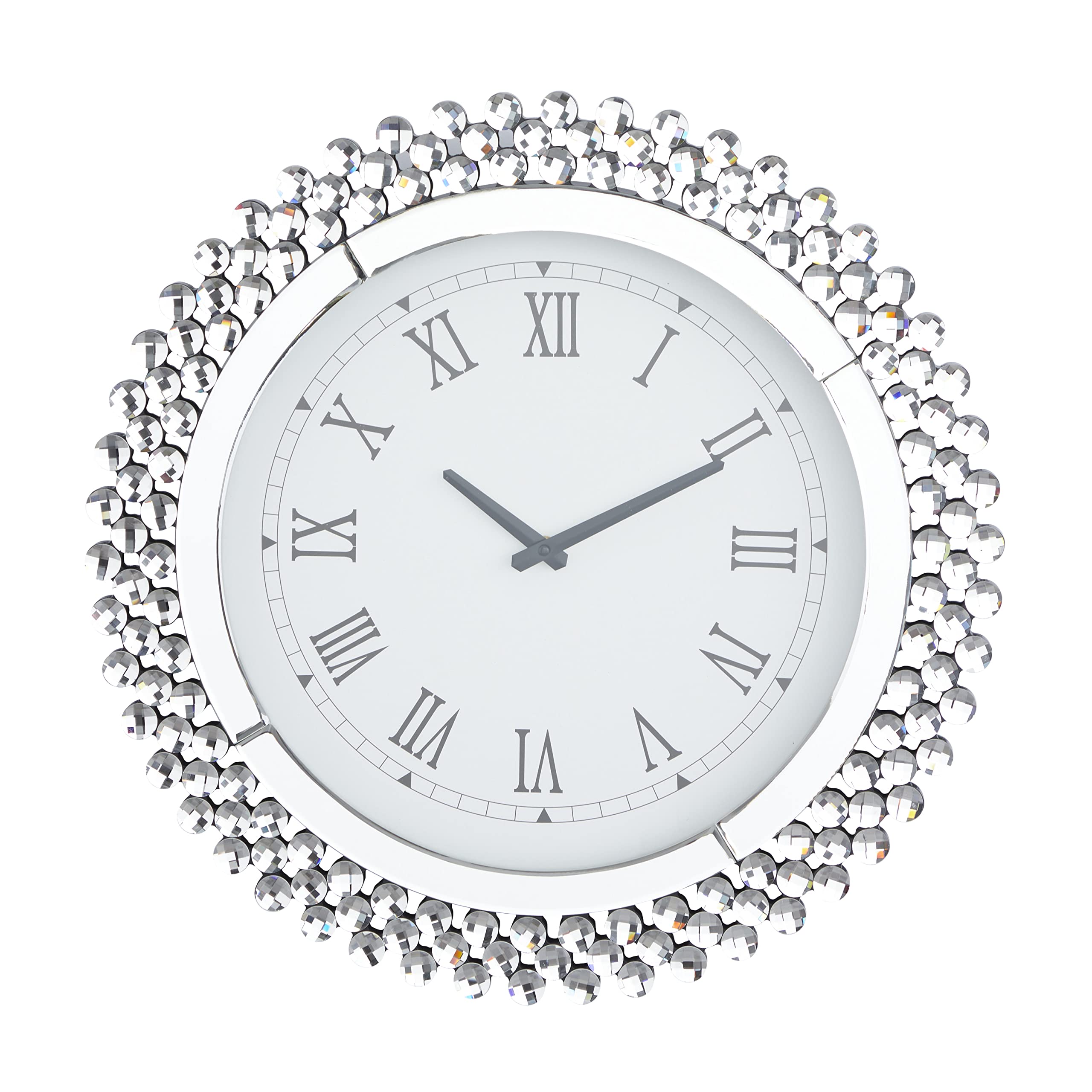 Horloge murale glamour Deco 79 en bois argenté de qualité supérieure