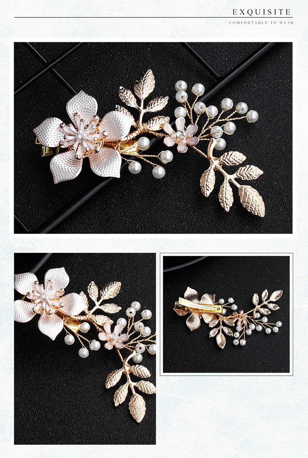 BSLVWG Hair Clip Rhinestone Bridal Hair Accessories Silver Flower Hair Clip for Bride Bridesmaid Handmade Flower Hair Pins Head Pieces for Women and Girls wedding Hair Piece - Image 5