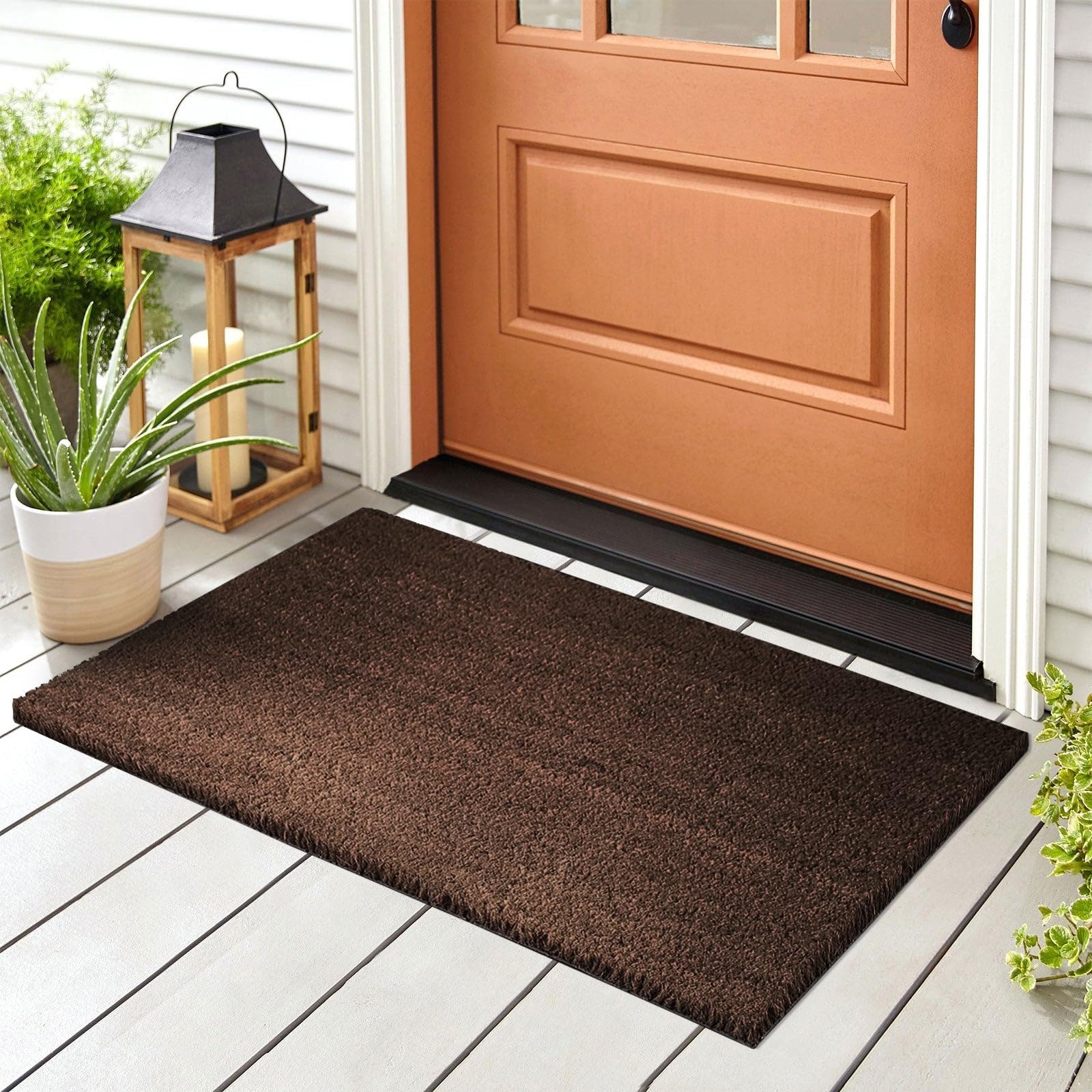 Floordirekt Felpudo de coco para exterior e interior, antideslizante, alfombra para puerta de casa, pasillo, jardín, terraza, marrón, 200 x 100 cm, 24 mm