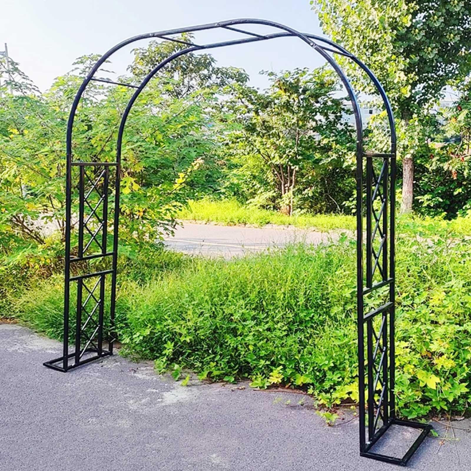 QYANPEN Heavy Duty Garden Arch Metal Rose Arches Wide 140cm 180cm 220cm 260cm 300cm 340cm Large Climbing Plants Support Archway Rustproof Garden Entrances Decoration Arch Trellis(Black,340x230x40cm)