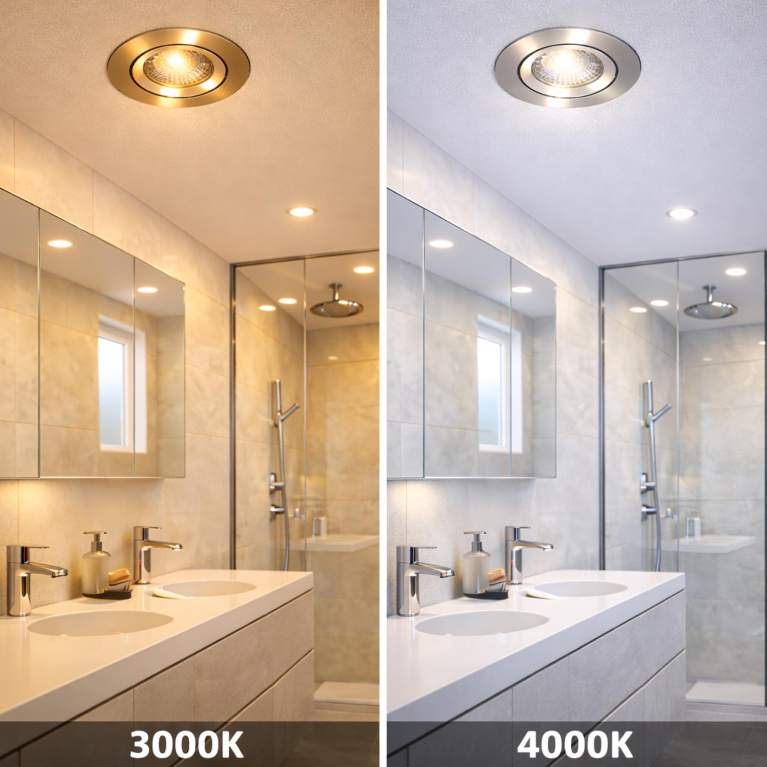 LED Einbaustrahler 230V Flach IP44 Edelstahlgebürstete Einbauspots Badezimmer- Energiesparende warmweiße Einbauleuchten - 5W (4er Set 4000k neutralweiß)