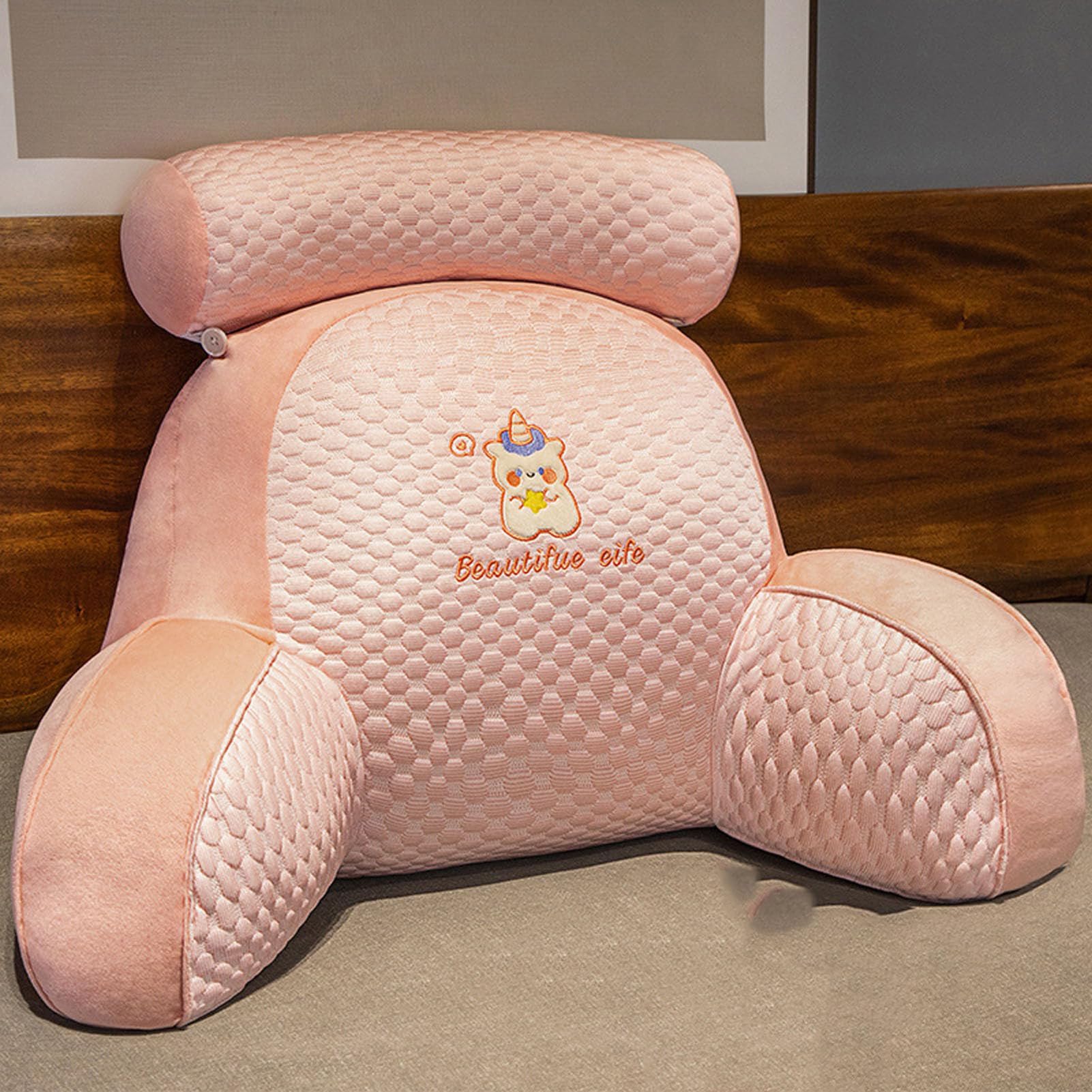 Oreiller de lecture portable avec coussin de cou amovible et cale dos rembourré