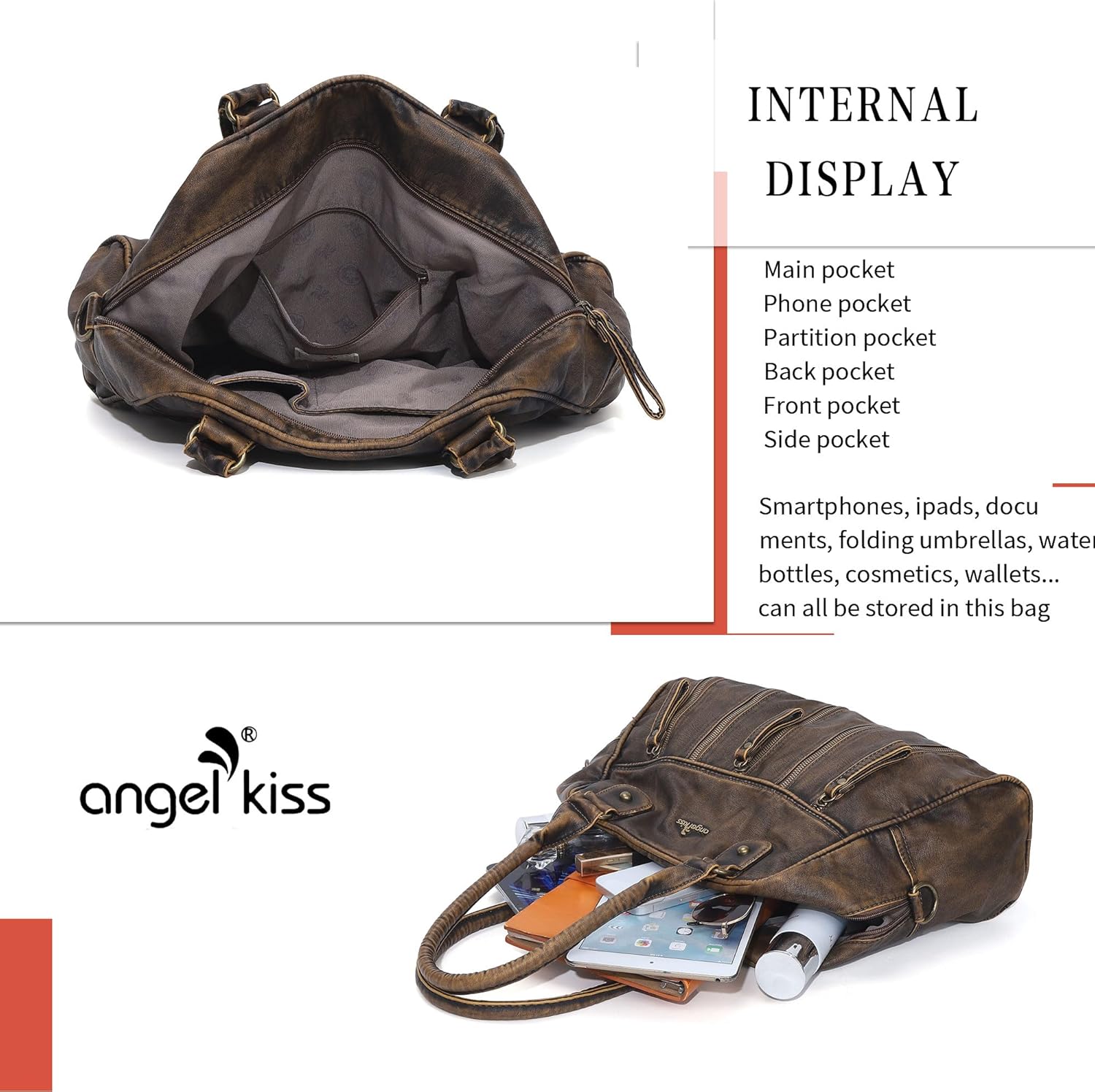 Angel Kiss Purses for Women Trendy Soft Shoulder Purses and Handbags Hobo Bags - Image 7